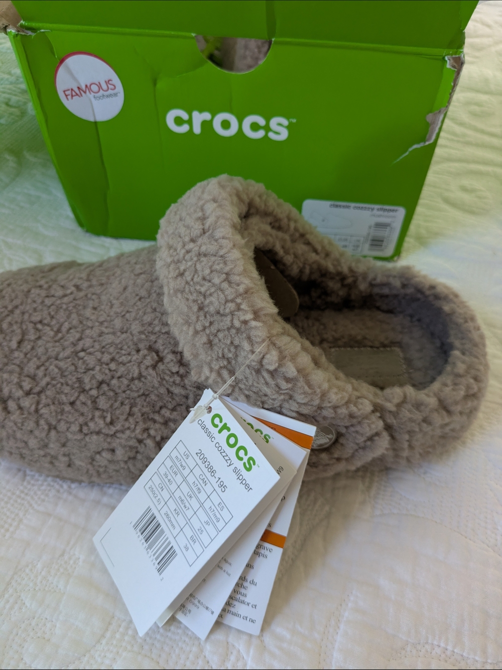 CROCS Cozyz Slip-On Slipper in Taupe Plush - Picture 2 of 6